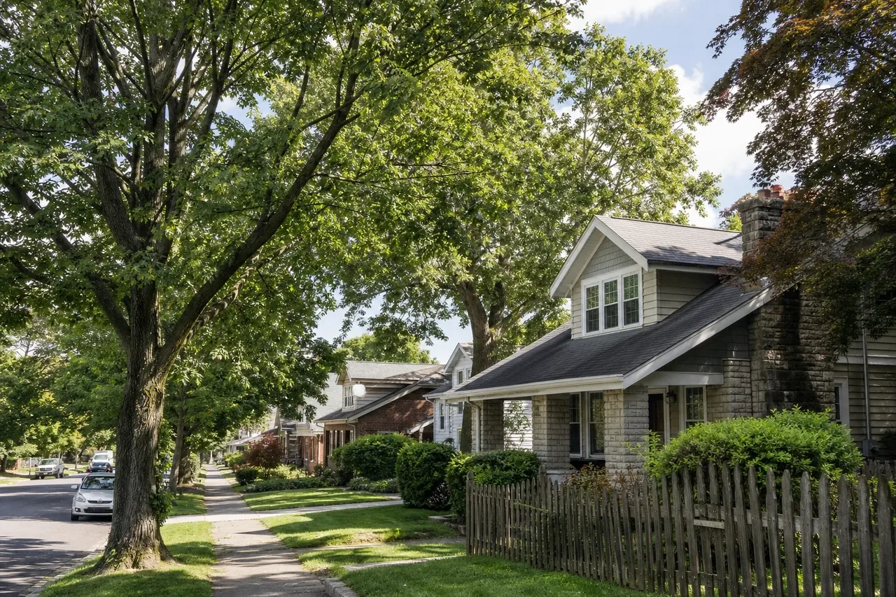 Mature tree-lined residential street in the Allentown area