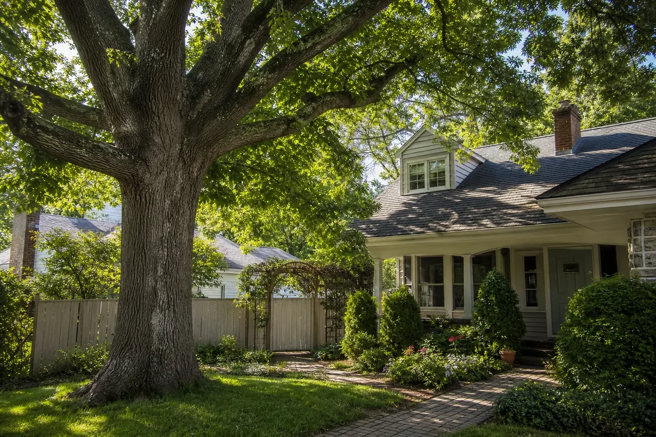 Mature shade trees near established Emmaus style homes and gardens