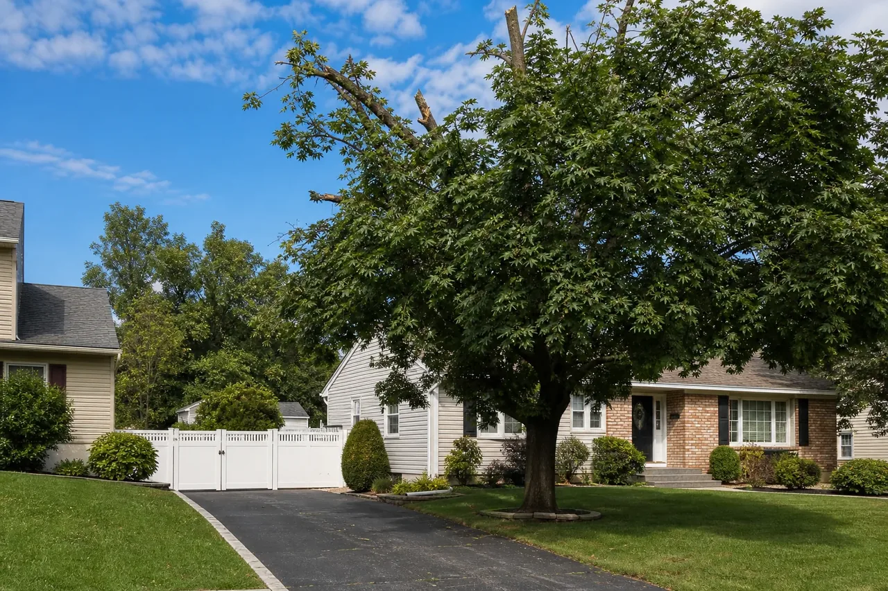 Neighborhood yard trees near Macungie Pennsylvania homes