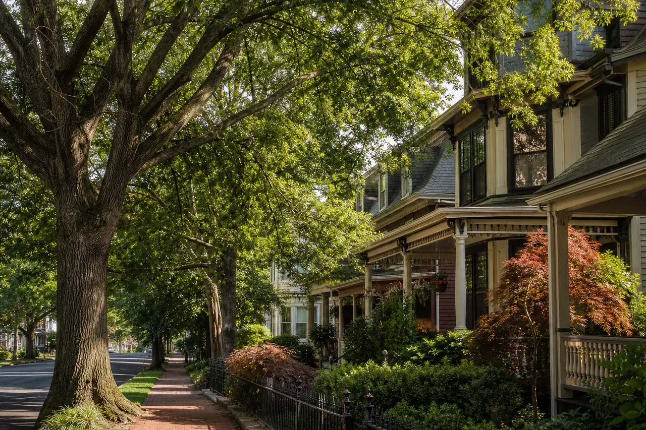 Older Allentown neighborhood with mature shade trees and sidewalks
